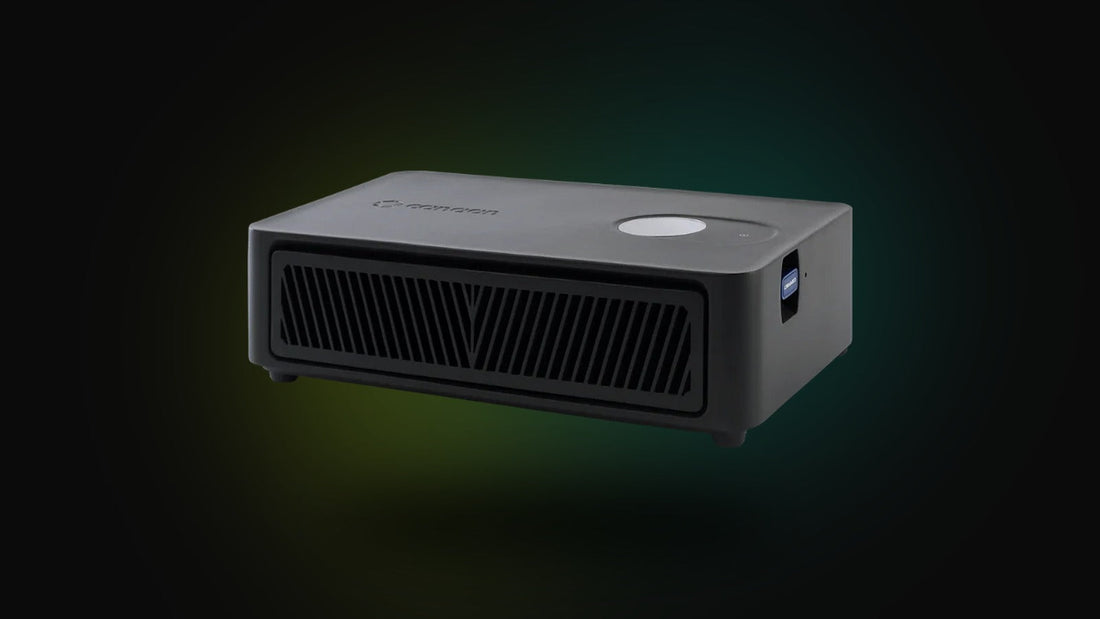 The Avalon Nano 3S home Bitcoin miner on a dark ground with a lime and teal glow.