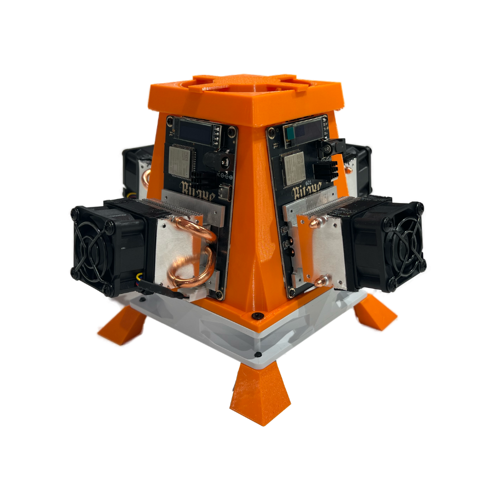 Quad Cooling Tower + 4x Bitaxe Gamma 601 V2