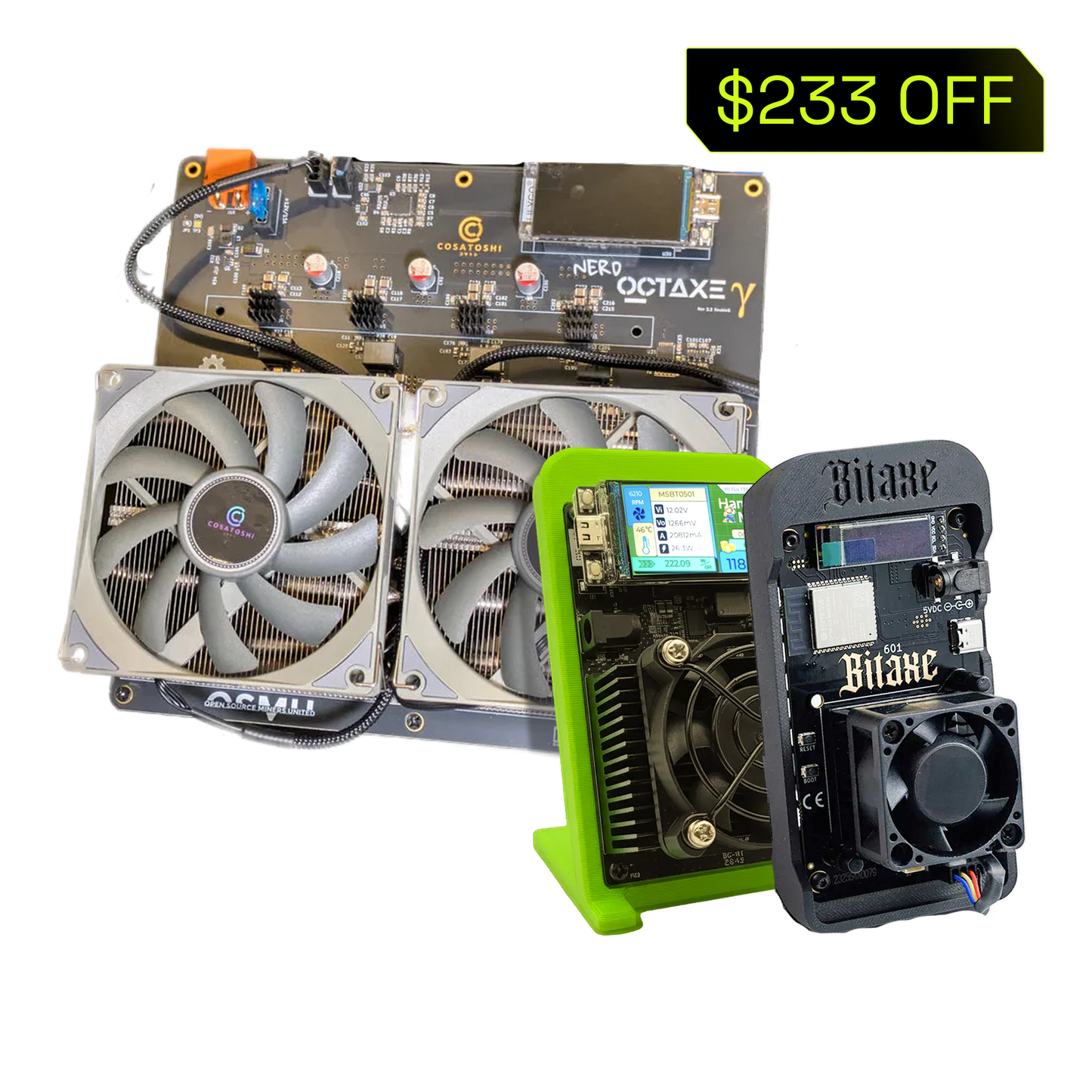 Bundle 2: NerdOctaxe(12TH/s), Bitaxe Gamma (1.2TH/s), Hammer Miner (105MH/s)