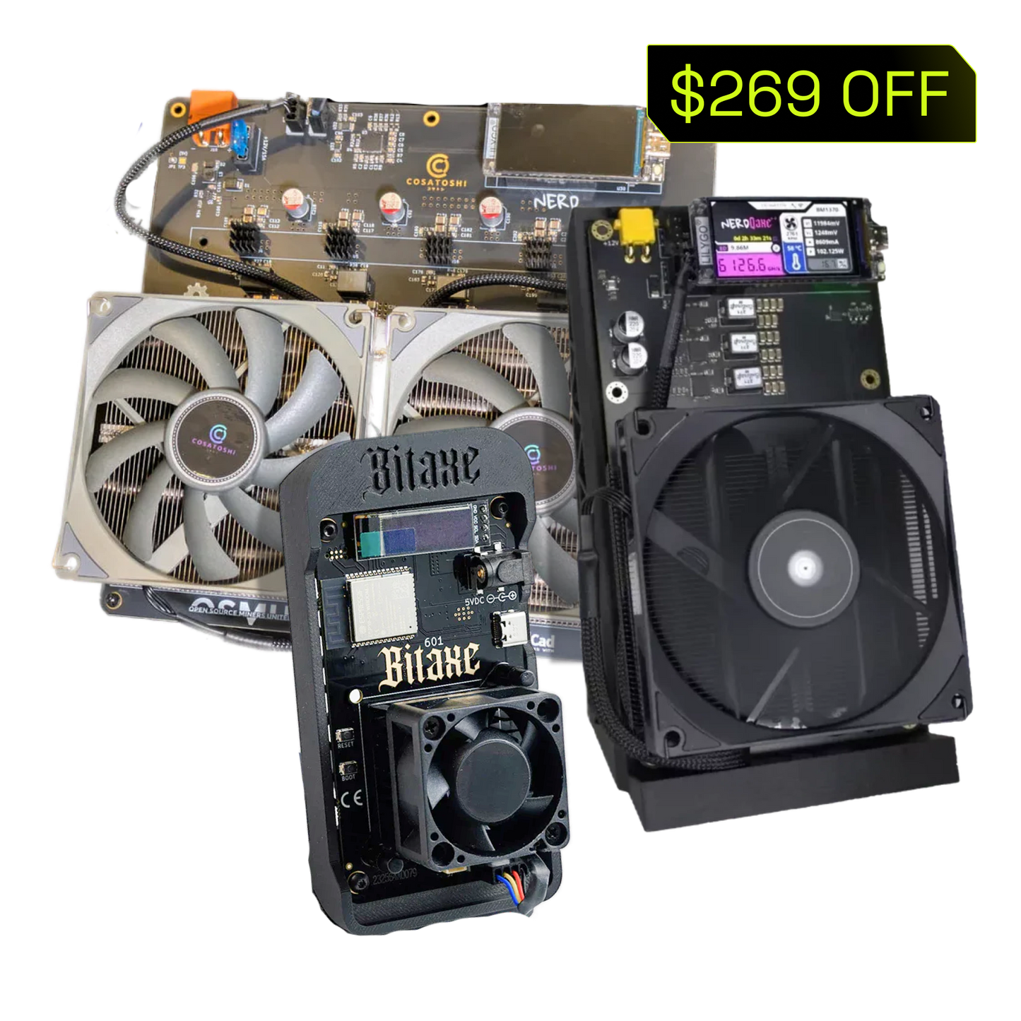 Bundle 4: NerdOctaxe (12TH/s), NerdQaxe++ (6TH/s), Bitaxe Gamma (1.2TH/s)