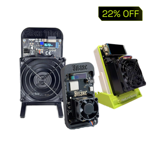 Bitaxe Supra Hex (4.2TH/s), Bitaxe Gamma (1.5TH/s) and Hammer Miner (105MH/s)