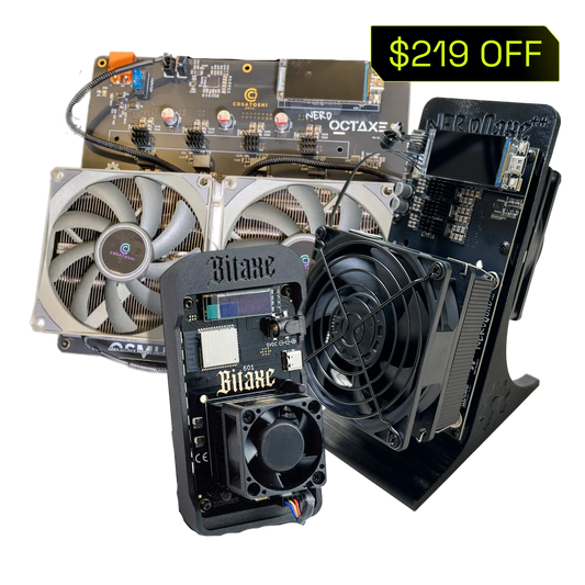 Bundle 4: NerdOctaxe (12TH/s), NerdQaxe++ (6TH/s), Bitaxe Gamma (1.2TH/s)