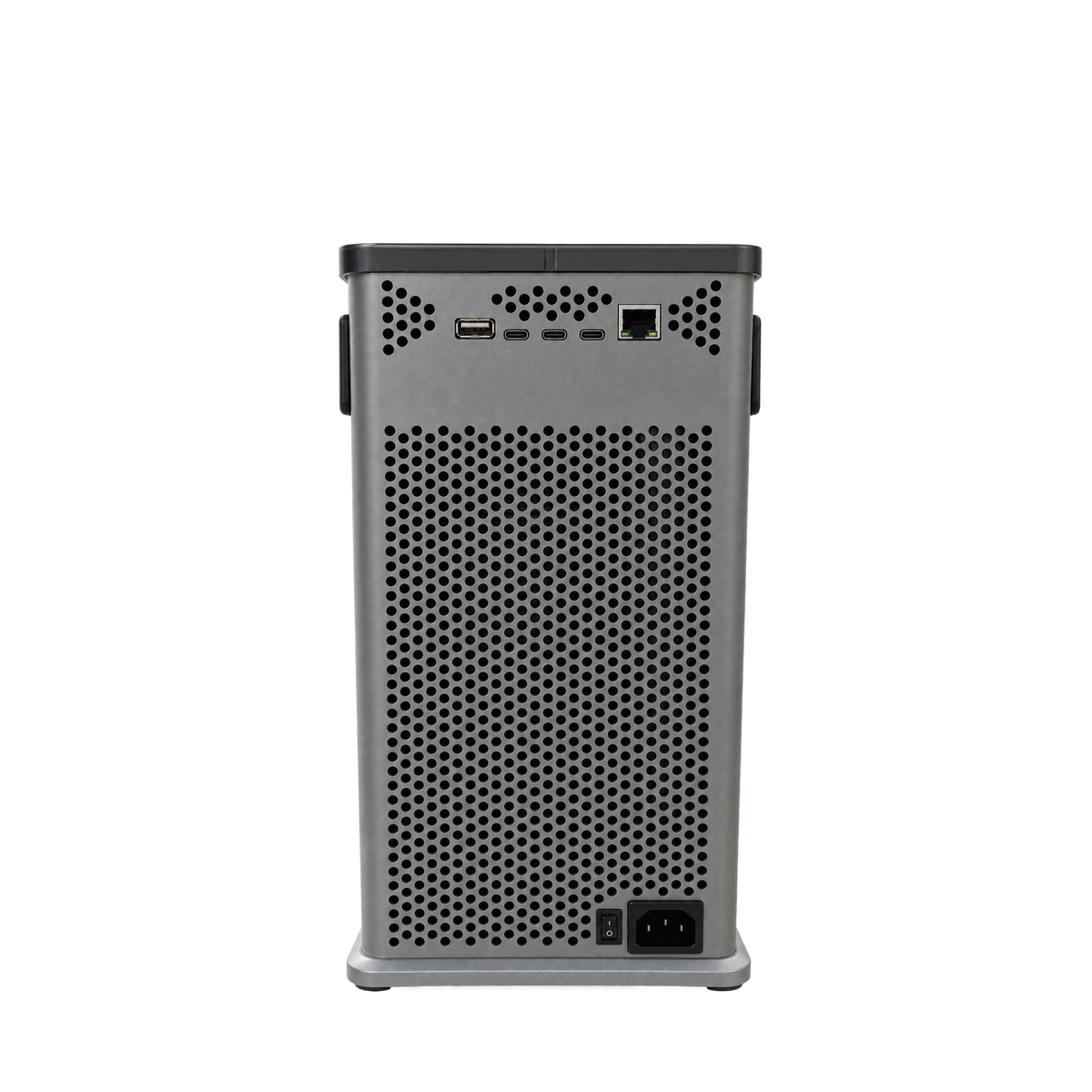 Magic Miner 40T rear: USB-A, three USB-C, Ethernet, power switch and IEC inlet