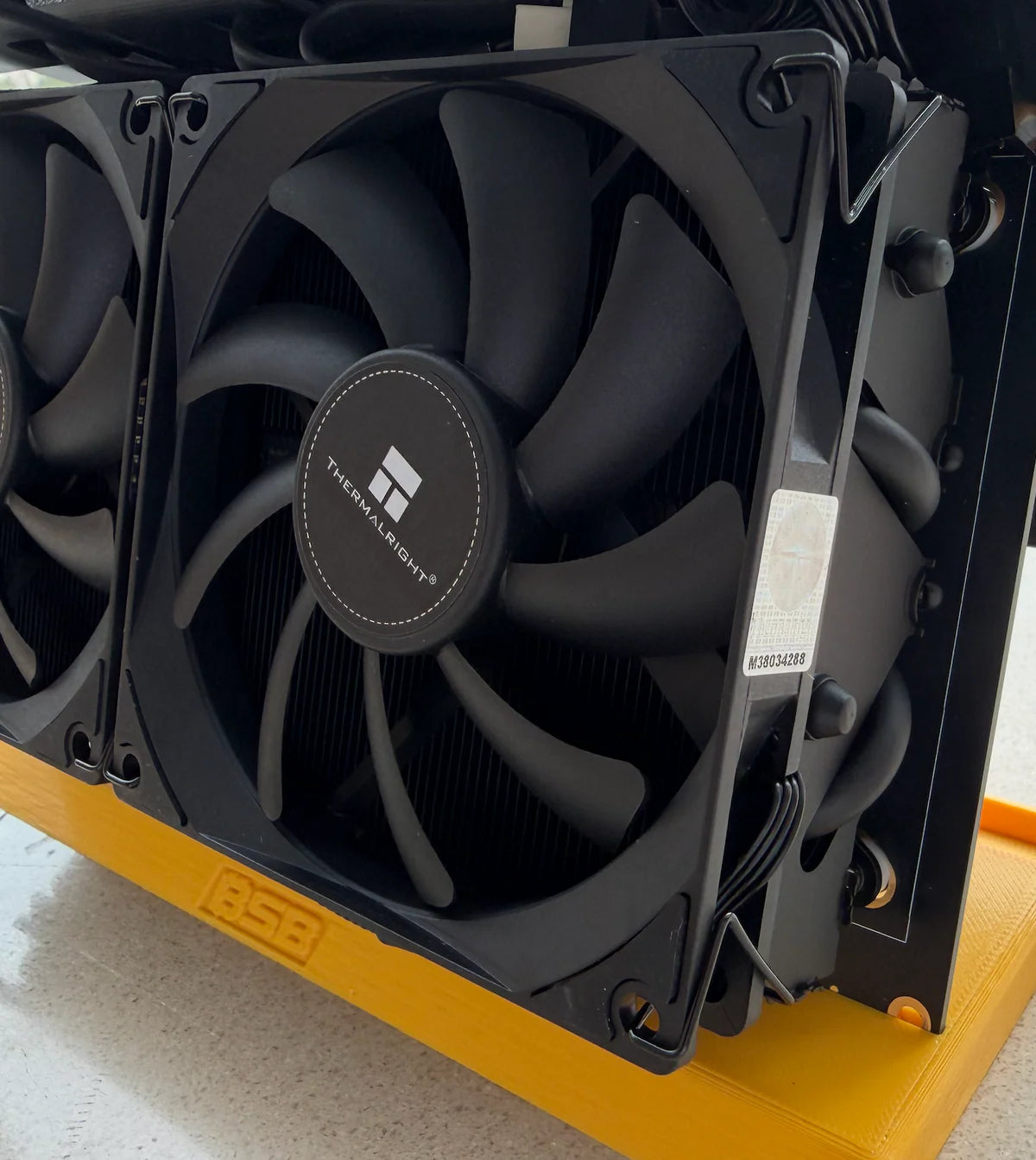 Dual rear cooling fans on the 3D-printed modular BSB stand