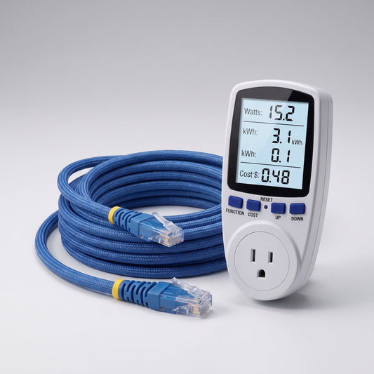 HeliumDeploy Power Kit, energy cost monitor and 50 ft braided ethernet cable