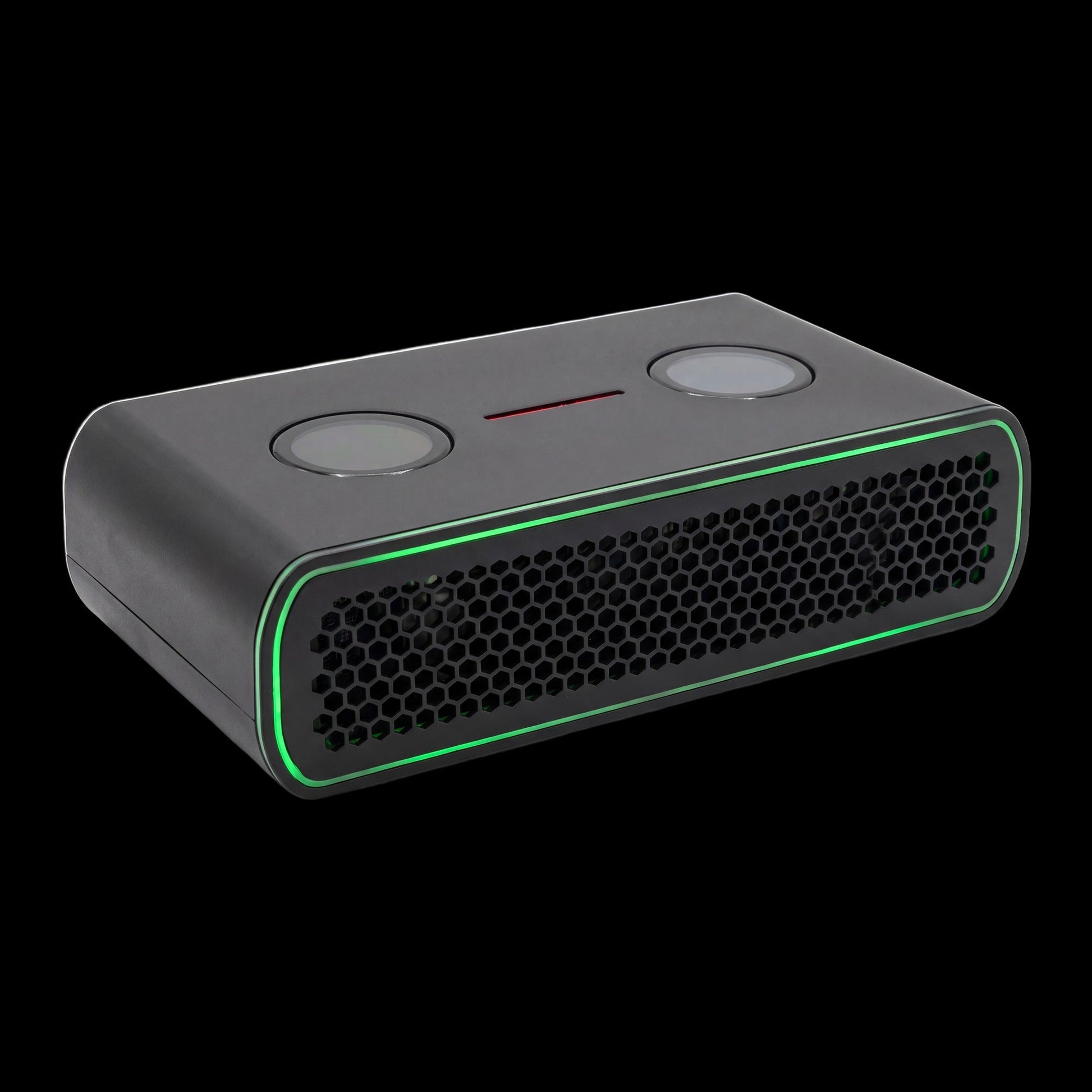 Hammer Miner Thor P3, front three-quarter view, green front LED strip lit