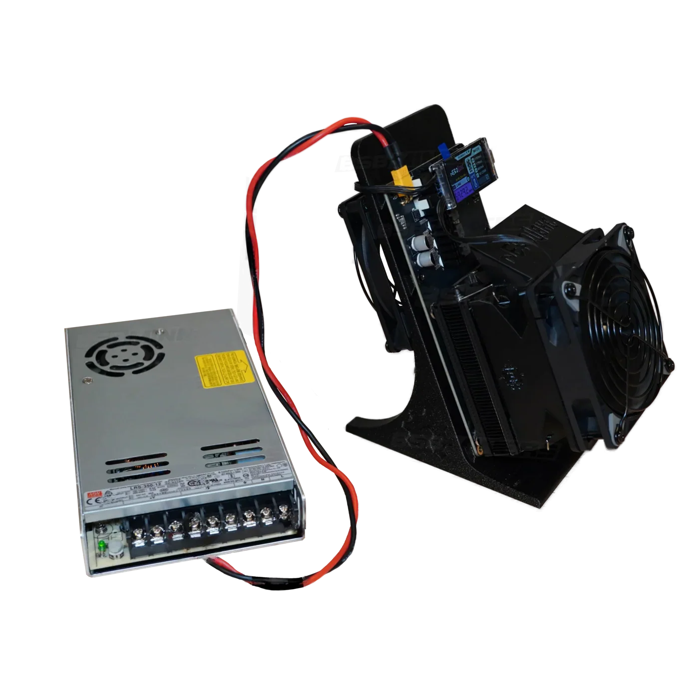 BSB NerdQaxe++ with Meanwell PSU on stand